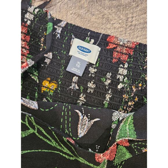 Old navy xl womens floral mini sundress black flirty feminine garden - Picture 4 of 6